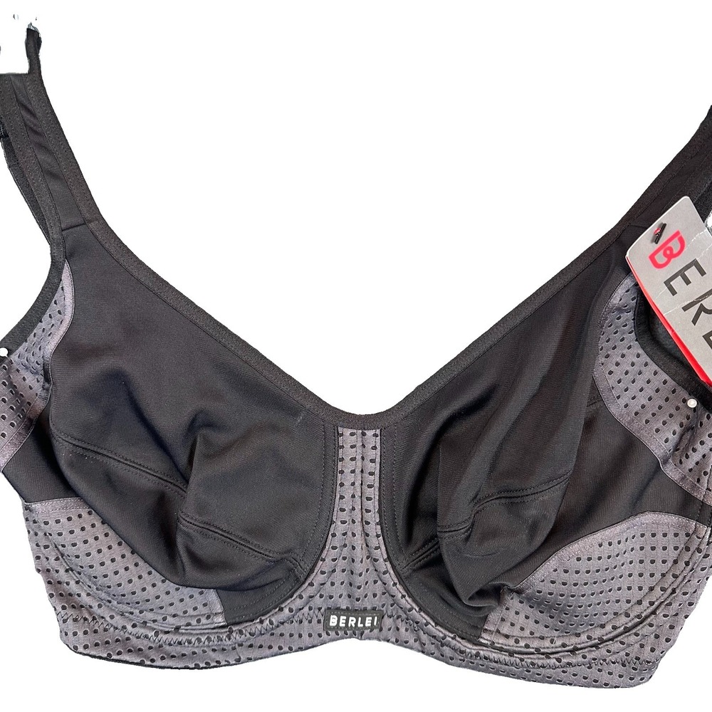 Berlei Full Coverage High Support Sports Bra 36DDD Blk/Gry Underwire Active NWT